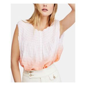 NWT WE THE FREE Womens Coral Ombre Cap Sleeve Jewel Neck Top Size: S
